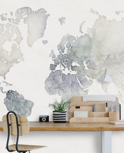 light grey world map wallpaper