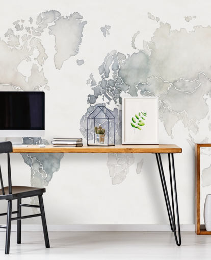 light grey world map wallpaper