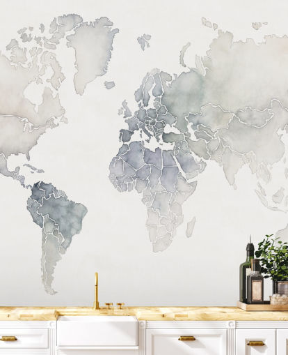 light grey world map wallpaper
