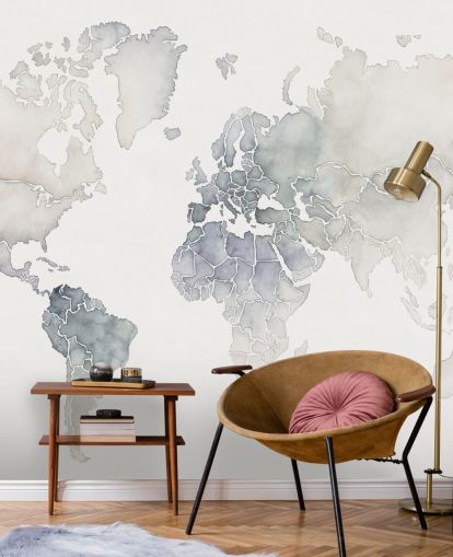light grey world map wallpaper