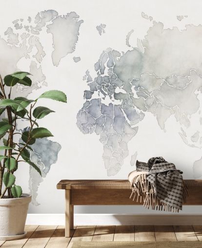 light grey world map wallpaper