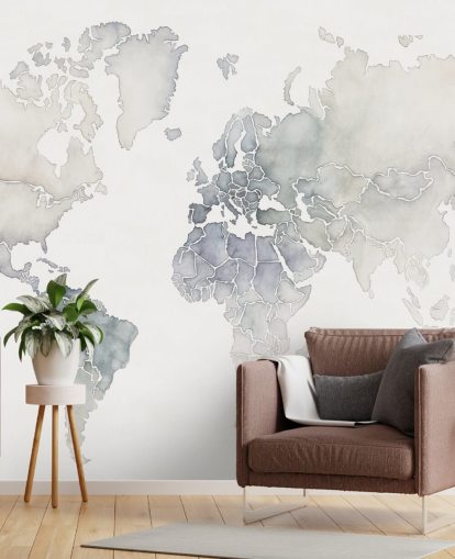 light grey world map wallpaper