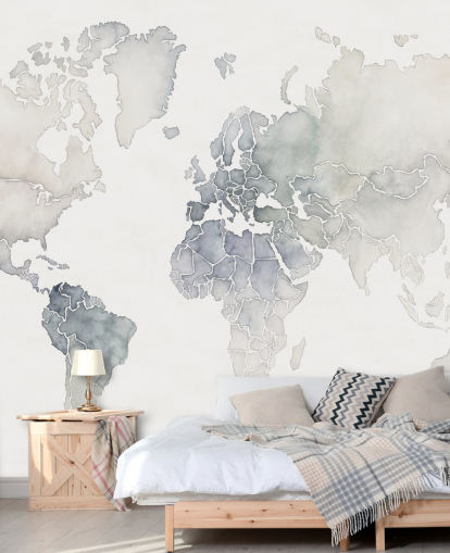 light grey world map wallpaper