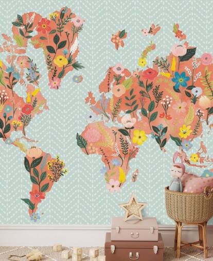 floral orange world map wallpaper floral orange world map wallpaper