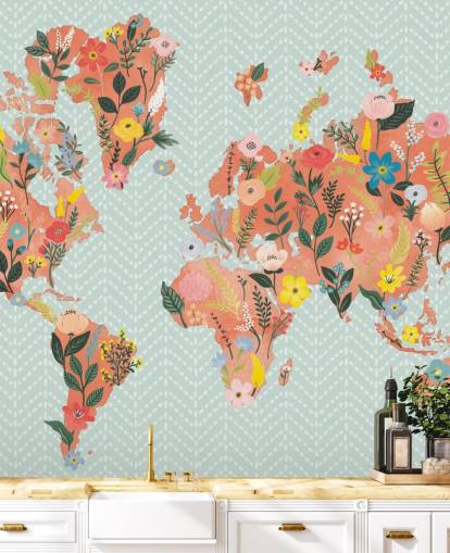 floral oransje verden kart tapet floral oransje verden kart tapet