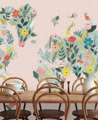 lyserød blomsterverdenskort tapet lyserød blomsterverdenskort tapet