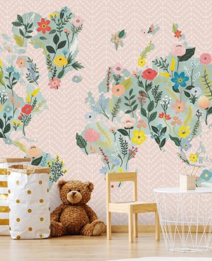 light pink floral world map wallpaper light pink floral world map wallpaper