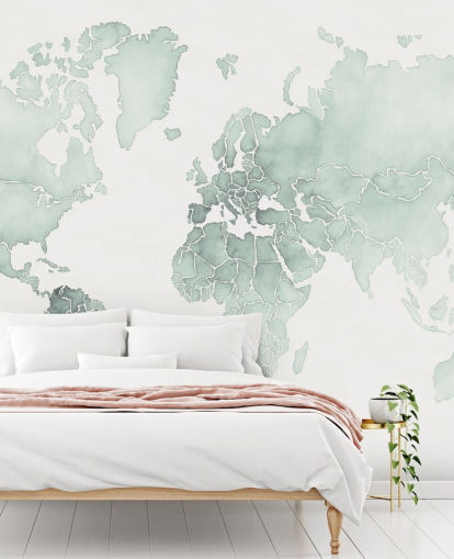 mint toned world map wallpaper