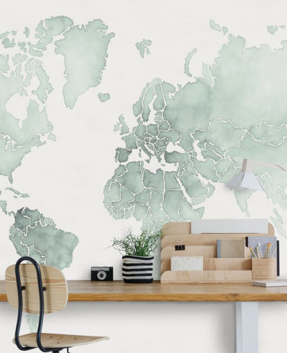 mint toned world map wallpaper
