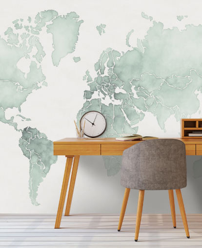 mint toned world map wallpaper