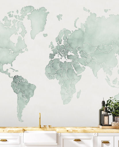 fondo de pantalla de mapa del mundo en tonos menta