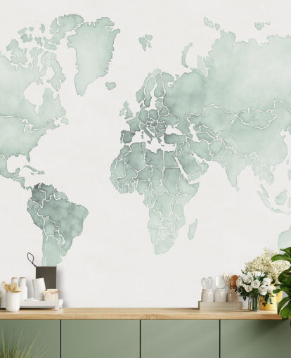 mint toned world map wallpaper