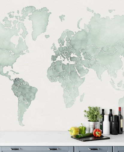 mint toned world map wallpaper