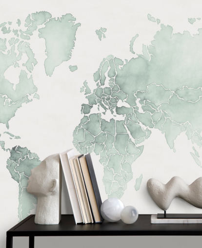 mint toned world map wallpaper