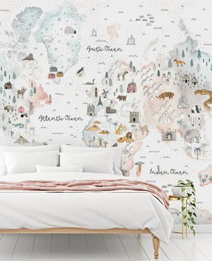 nursery animal world map wallpaper nursery animal world map wallpaper