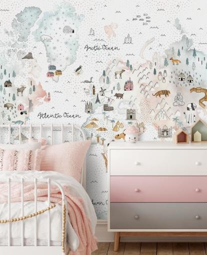 nursery animal world map wallpaper nursery animal world map wallpaper