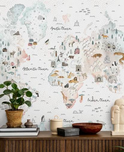 nursery animal world map wallpaper nursery animal world map wallpaper