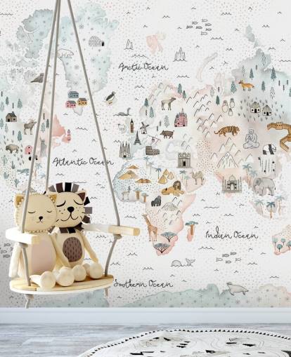 papel tapiz de mapa del mundo de animales
