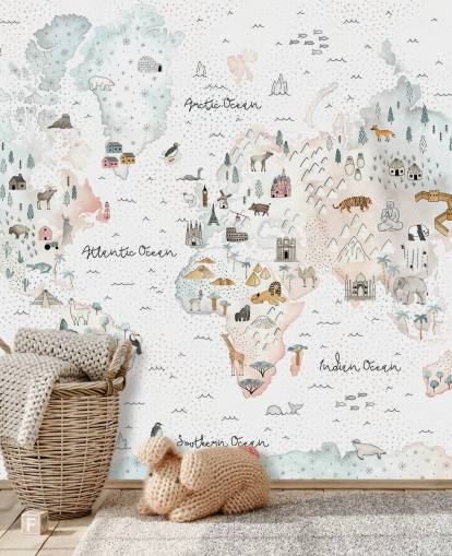 papel tapiz de mapa del mundo de animales