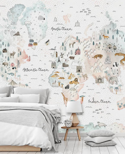 papel tapiz de mapa del mundo de animales