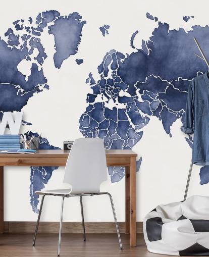 carta da parati mappa acquerello indaco