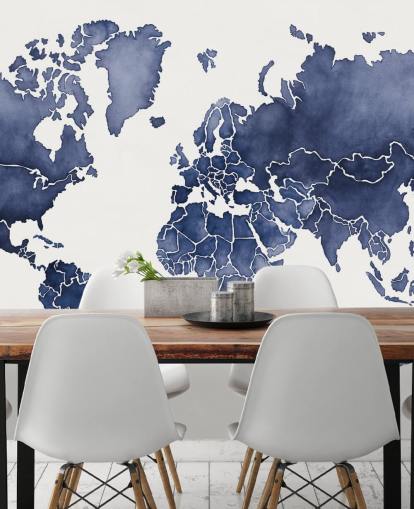 papel pintado de mapa acuarela índigo