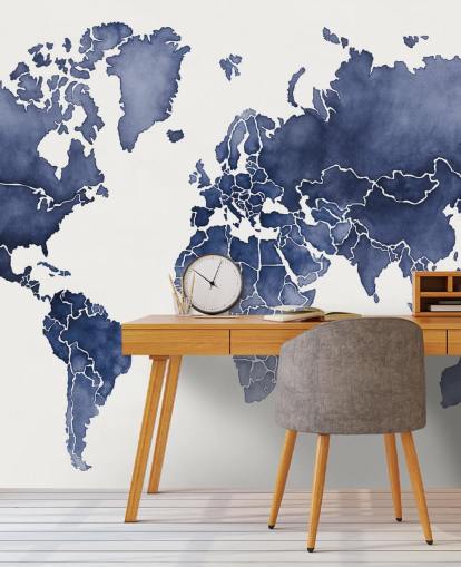 indigo watercolour map wallpaper indigo watercolour map wallpaper