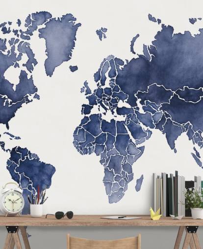 papel pintado de mapa acuarela índigo