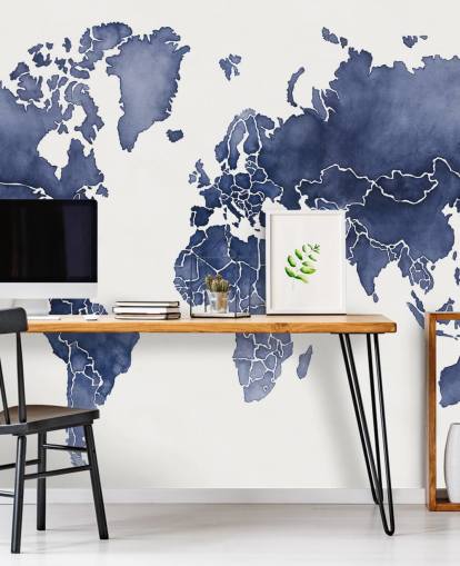 indigo watercolour map wallpaper indigo watercolour map wallpaper