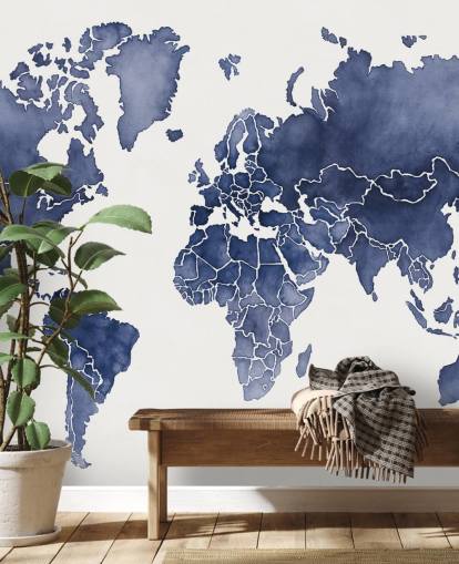 papel pintado de mapa acuarela índigo