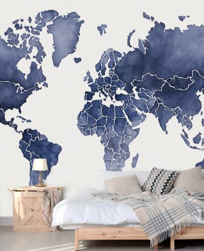indigo watercolour map wallpaper indigo watercolour map wallpaper