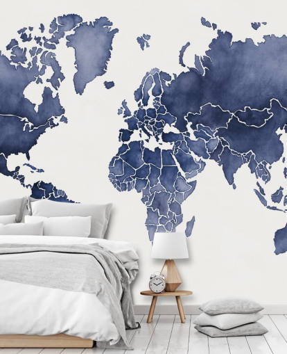 papel pintado de mapa acuarela índigo