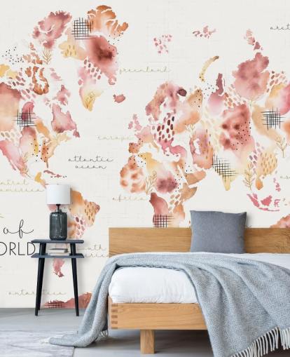 orange and terracotta world map wallpaper