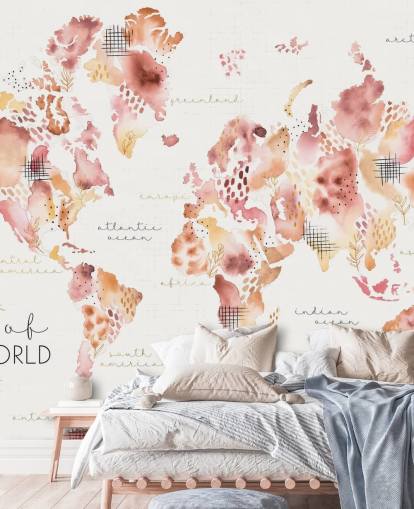 orange and terracotta world map wallpaper