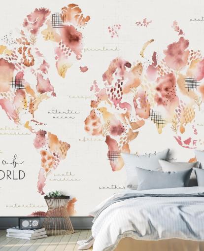 orange and terracotta world map wallpaper