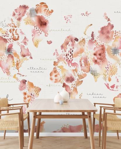 orange and terracotta world map wallpaper