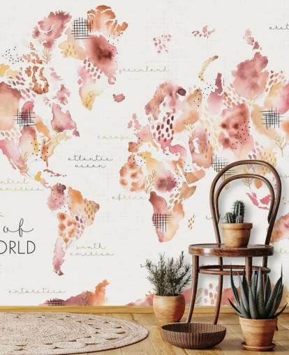 orange and terracotta world map wallpaper