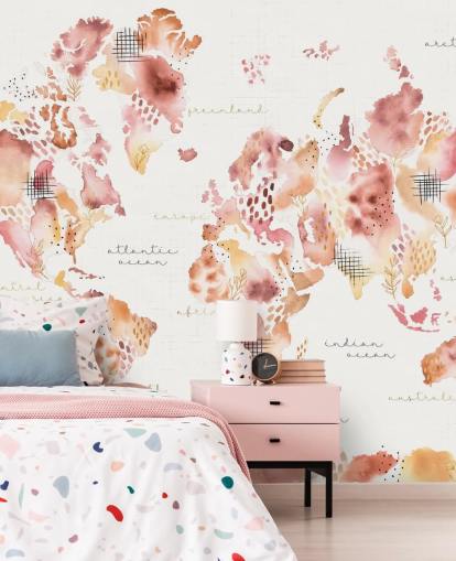 oranje en terracotta wereldkaart behang oranje en terracotta wereldkaart behang