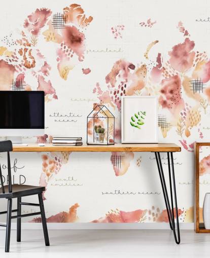 papel de parede do mapa mundial de laranja e terracota