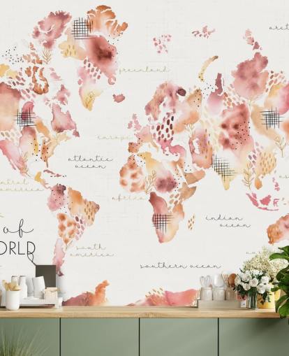 papel de parede do mapa mundial de laranja e terracota