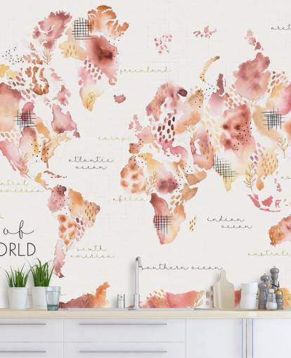 orange and terracotta world map wallpaper