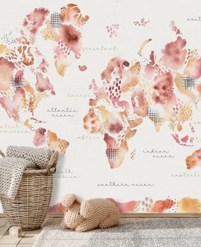 orange and terracotta world map wallpaper