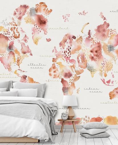 carta da parati con mappa del mondo arancione e terracotta