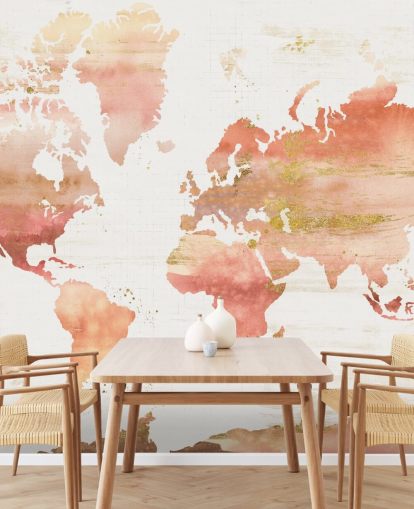 orange and terracotta world map wallpaper