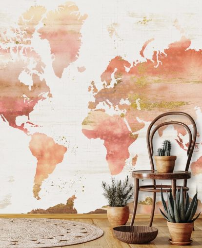 orange and terracotta world map wallpaper