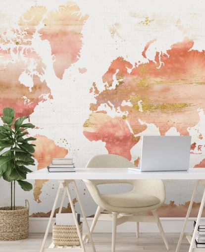 orange and terracotta world map wallpaper