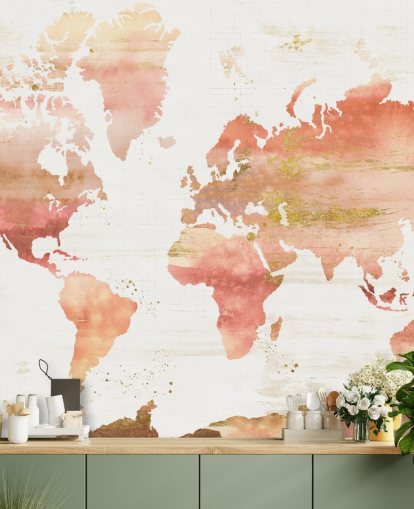 papel de parede do mapa mundial de laranja e terracota