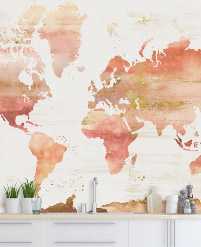 papel de parede do mapa mundial de laranja e terracota