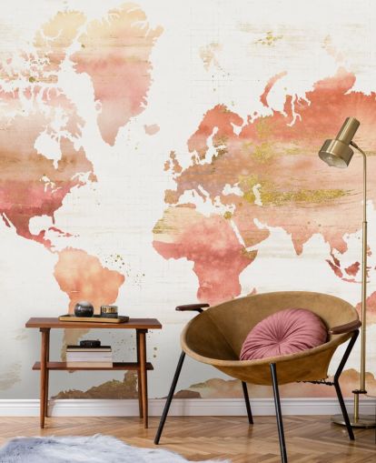 orange and terracotta world map wallpaper