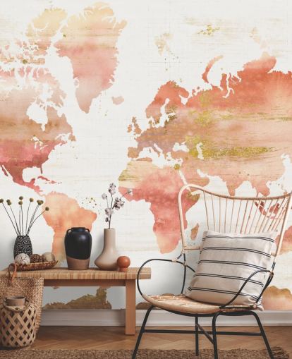 orange and terracotta world map wallpaper